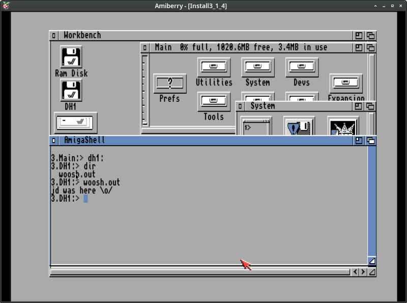 AmigaOS running cross-compiled binary img